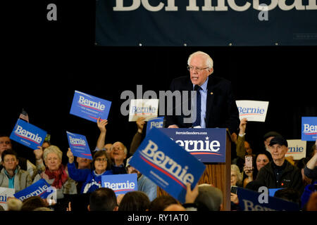 Concord, New Hampshire, USA. 10 Mär, 2019. BERNIE SANDERS Kampagnen in Concord, New Hampshire. Credit: Preston Ehrler/ZUMA Draht/Alamy leben Nachrichten Stockfoto