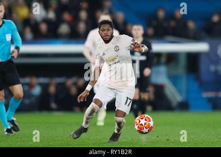 Paris, Frankreich. 6 Mär, 2019. Fred (ManU) Fußball: UEFA Champions League Runde 16 2. bein Übereinstimmung zwischen Paris Saint-Germain 1-3 Manchester United im Parc des Princes Stadion in Paris, Frankreich. Credit: mutsu Kawamori/LBA/Alamy leben Nachrichten Stockfoto