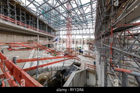 Hamburg, Deutschland. 11 Mär, 2019. Blick von der neu gebauten Foyer des Congress Center Hamburg, CCH, deren Wiedereröffnung im Sommer 2020 nach umfangreichen Revitalisierungsmaßnahmen geplant ist. Quelle: Markus Scholz/dpa/Alamy leben Nachrichten Stockfoto