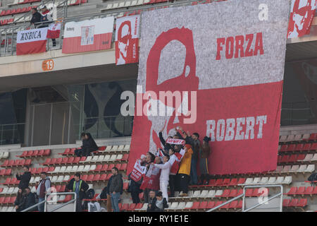 Barcelona, Spanien, Feb, 21., 2019 - Fans von Robert Kubica von Polen (88) Rokit Williams Racing FW 42 Mercedes Tag fahren vier von F1 Winter Testen Stockfoto