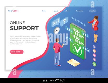 Isometrische Online Customer Support Stock Vektor