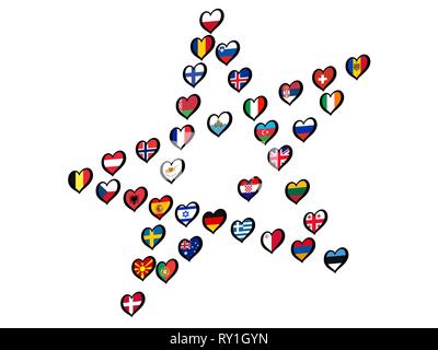 Star der europäischen Flaggen. International Star. Vector Illustration Stock Vektor