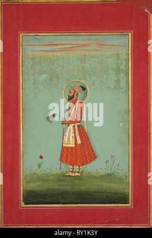 Aurangzeb, C. 1770. Indien, Mughal Dynasty (1526-1756). Farbe auf Papier; gesamt: 23,5 x 14,9 cm (9 1/4 x 5 7/8 in Stockfoto