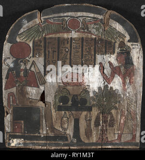 Stele von Djedasetiufankh, 945-715 BC. Ägypten, wahrscheinlich Theben, Neues Reich, Dynastie 22, 915-745 BC. Lackiertem Holz; gesamt: 25,9 x 25,2 x 2 cm (10 3/16 x 9 15/16 x 13/16 in Stockfoto