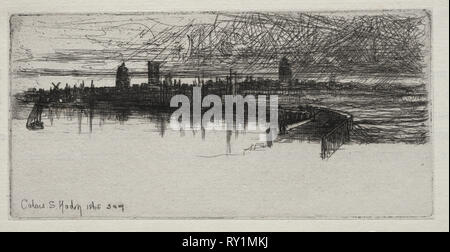 Wenig Calais Pier, 1865, 3:00 Uhr morgens, 1865. Francis Seymour Haden (British, 1818-1910). Ätzen Stockfoto