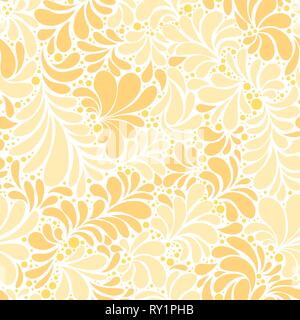 Paisley oder Damast goldene Blumen nahtlose Muster, Vektor Ornament. Hand gezeichnet nahtlose Muster. Damast silhouette Textur. Florale teardrop Motiv. Vintage verzierten Hintergrund. Textilien, Tapeten Stock Vektor