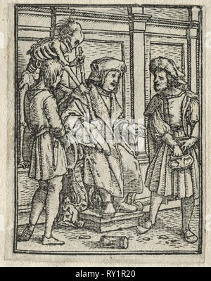 Der Tanz des Todes: Die Canon oder Prebendary; der Richter. Hans Holbein (1497/98-1543). Holzschnitt Stockfoto