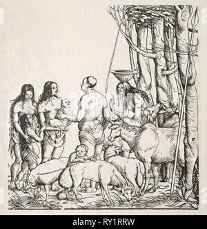 Hottentotten mit Herde. Hans Burgkmair (Deutsch, 1473-1531). Holzschnitt Stockfoto