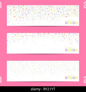 Bunte Konfetti Bänder festliche Banner ist. Vector Illustration Stock Vektor