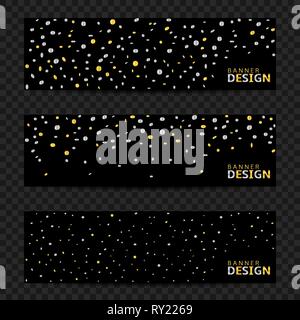 Golden silber Konfetti Bänder festliche Banner ist. Vector Illustration Stock Vektor