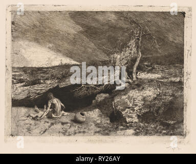 Anachorète. Mariano Fortuny y Carbó (Spanisch, 1838-1874). Ätzen Stockfoto