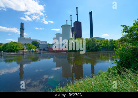 Heizkraftwerk Lichterfelde, Teltowkanal, Lichterfelde, Berlin, Deutschland Stockfoto