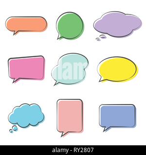 Verschiedene süße Sprechblase doodle Sticker mit mehreren Farben eingestellt - Vektor für Design Stock Vektor