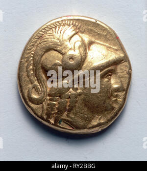 Stater, 336-323 v. Chr.. Griechenland, Mazedonien, Herrschaft von Alexander dem Großen (336-323 v. Chr.). Gold, Durchmesser: 1,6 cm (5/8 in Stockfoto