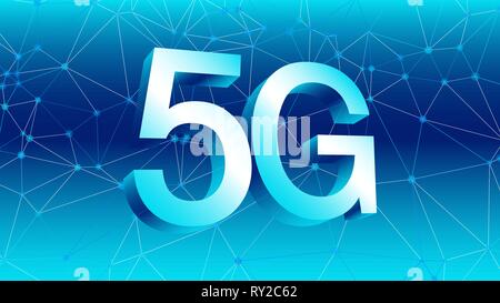 High speed Internet in 5G-Netz, Vector3D-Symbol Stock Vektor
