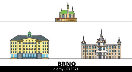 Der Tschechischen Republik, Brünn flachbild Wahrzeichen Vector Illustration. Der Tschechischen Republik, Brünn die Stadt mit dem berühmten reisen Sehenswürdigkeiten, Skyline, Design. Stock Vektor