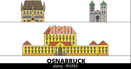 Deutschland, Osnabrück flachbild Wahrzeichen Vector Illustration. Deutschland, Osnabrück die Stadt mit dem berühmten reisen Sehenswürdigkeiten, Skyline, Design. Stock Vektor