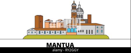 Italien, Mantua flachbild Wahrzeichen Vector Illustration. Italien, Mantua Leitung Stadt mit berühmten reisen Sehenswürdigkeiten, Skyline, Design. Stock Vektor