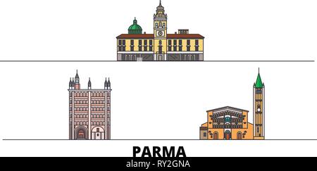 Italien Parma Linie Skyline Vector Illustration Italien Parma Lineare Stadtbild Mit Beruhmten Wahrzeichen Und Sehenswurdigkeiten Der Stadt Vektor Landschaft Stock Vektorgrafik Alamy