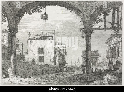 Views: Die Vorhalle mit der Laterne, 1735-1746. Antonio Canaletto (Italienisch, 1697-1768). Ätzen Stockfoto