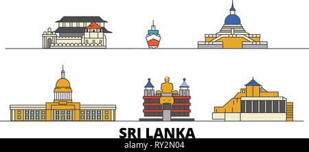 Sri Lanka flachbild Wahrzeichen Vector Illustration. Sri Lanka die Stadt mit dem berühmten reisen Sehenswürdigkeiten, Skyline, Design. Stock Vektor