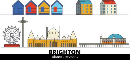 Großbritannien, Brighton flachbild Wahrzeichen Vector Illustration. Großbritannien, Brighton, die Stadt mit dem berühmten reisen Sehenswürdigkeiten, Skyline, Design. Stock Vektor