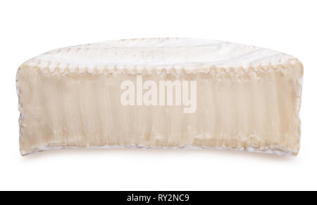 Käse Brie (Camembert) auf weißem Hintergrund. Freistellungspfad Stockfoto