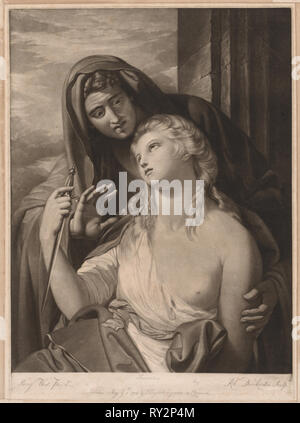 Tod von Lucretia, 1770. Robert Dunkarton (British, 1744 - C. 1817). Schabkunst Stockfoto