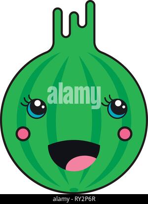 Kreative Vector Illustration einer Stachelbeere in kindliche kawaii Stil. Stock Vektor