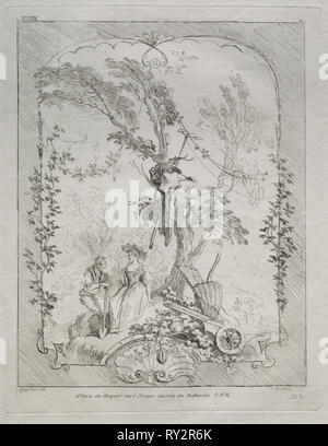 Der Vorschlag. François Boucher (Französisch, 1703-1770), nach Jean Antoine Watteau (Französisch, 1684-1721). Ätzen Stockfoto