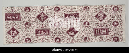 Streifen der Kupferstich bedruckte Baumwolle, 1795-1799. Firma Christophe Philippe Oberkampf (Französisch, 1738-1815). Kupferstich bedruckte Baumwolle; gesamt: 30,5 x 98,4 cm (12 x 38 3/4 in Stockfoto