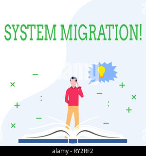 Konzeptionelle Handschrift zeigt System Migration. Begriff Sinne Verschieben von Programmen auf einer anderen Plattform Stockfoto