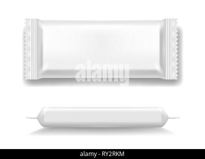 Flow Pack. Pack für Cookie und Snack, Schokolade und Essen im Café, Bäckerei oder bar Vorlage, Vector Illustration Stock Vektor