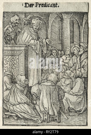 Tanz des Todes: Der Prediger. Hans Holbein (1497/98-1543). Holzschnitt Stockfoto