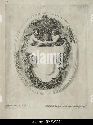 Sammlung von verschiedenen Launen und neue Designs für Kartuschen und Ornamente: Keine 10. Stefano Della Bella (Italienisch, 1610-1664). Ätzen Stockfoto