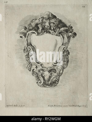 Sammlung von verschiedenen Launen und neue Designs für Kartuschen und Ornamente: Keine 12. Stefano Della Bella (Italienisch, 1610-1664). Ätzen Stockfoto