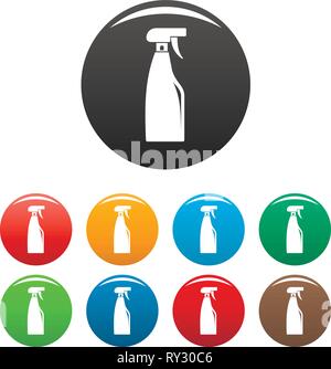 Reinigungsspray Icons Set 9 Farbe Vektor isoliert auf Weiss für jedes Design Stock Vektor