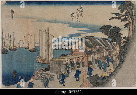 Shinagawa (aus der Serie Dreiundfünfzig Stationen des Tokaido), 1797-1858. Ichiryusai Hiroshige II (Japanisch, 1826-1869). Farbe holzschnitt; Blatt: 35 x 23 cm (13 3/4 x 9 1/16 in Stockfoto