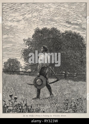 In die Felder ein. Winslow Homer (American, 1836-1910). Holzstich Stockfoto