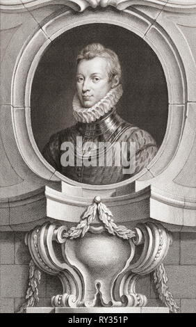 Sir Philip Sidney, 1554 bis 1586. Elisabethanische Dichter, Soldat und Höfling. Aus der Ausgabe 1813 Der Leiter der illustren Personen von Großbritannien, gestochen von Herrn Houbraken und Herr Vertue mit Ihrem Leben und Zeichen. Stockfoto