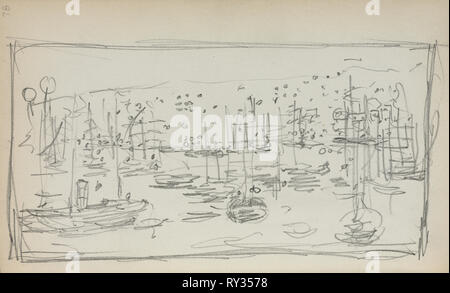 Italienischen Skizzenbuch: Hafen (Seite 78), 1898-1899. Maurice Prendergast (American, 1858-1924). Bleistift; Blatt: 16,7 x 10,8 cm (6 9/16 x 4 1/4 in Stockfoto