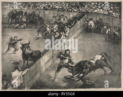 Die Stiere von Bordeaux: Stierkampf in einem geteilten Ring, 1825. Francisco de Goya (Spanisch, 1746-1828). Lithographie Stockfoto