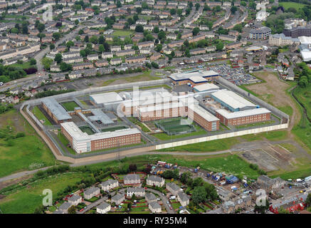 Luftaufnahme von HMP Edinburgh, auch bekannt als Saughton Gefängnis. Stockfoto