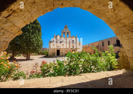 Die wichtigste Kirche von Kloster Arkadi in Rethymno, Kreta Stockfoto