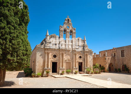 Die wichtigste Kirche von Kloster Arkadi in Rethymno, Kreta, Griechenland Stockfoto