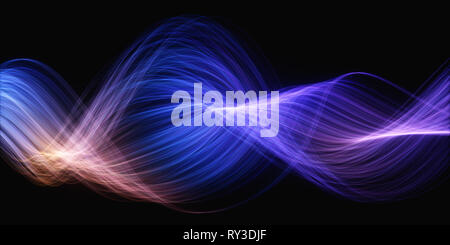 3D-Darstellung. Abstraktes Bild wellenförmige bewegende Zeilen in Plume bilden. Stockfoto