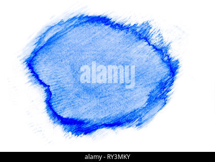 Abstrakt Blau aquarell Fleck auf weissem Papier Hintergrund. Konzept der Kunst. Stockfoto