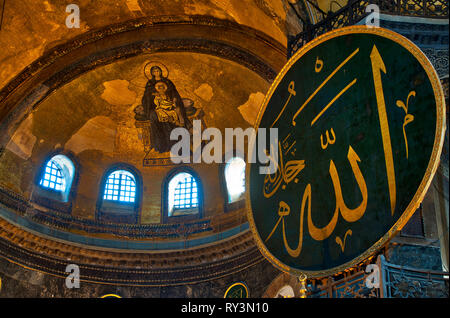 Jungfrau und Kind Mosaiken in der Hagia Sophia, Istanbul, Türkei Stockfoto
