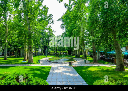 Teheran Niavaran Palast Komplex Garten Brunnen Blick von Ahmed Shahi Pavillon Stockfoto