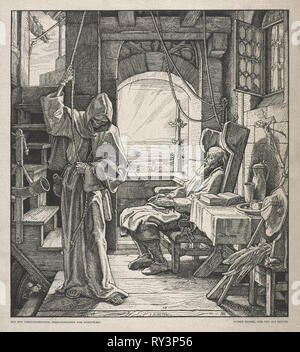 Tanz des Todes: der Tod als Freund, 1850. Alfred Rethel (1816-1859). Holzschnitt Stockfoto